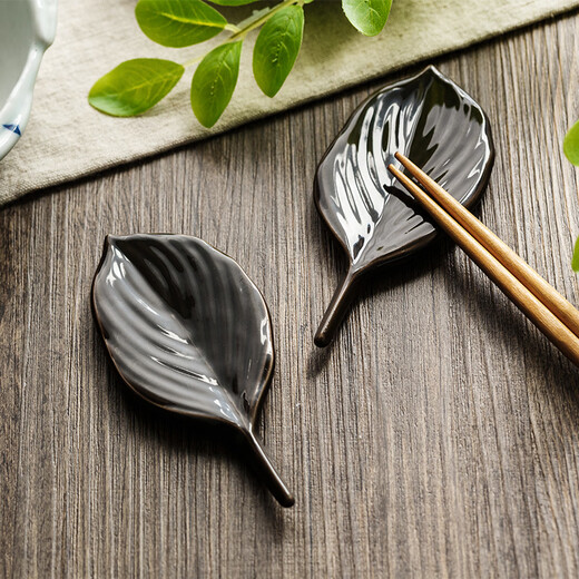 Chiyoyuan creative leaf chopstick holder 6-piece gift box set chopstick holder Japanese-style household chopstick holder ceramic chopstick holder 6-piece gift box set