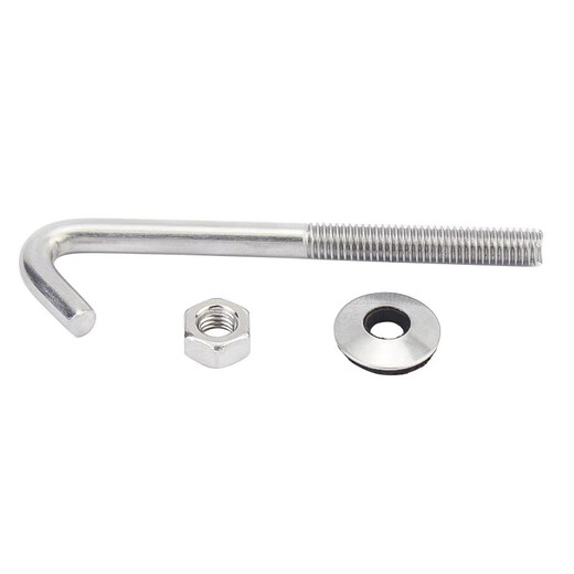 Jinchao 304 stainless steel asbestos tile hook square hook special-shaped screw round hook hook right-angle hook bolt corrugated hook nail M6*60*150 (2 pieces) square hook type