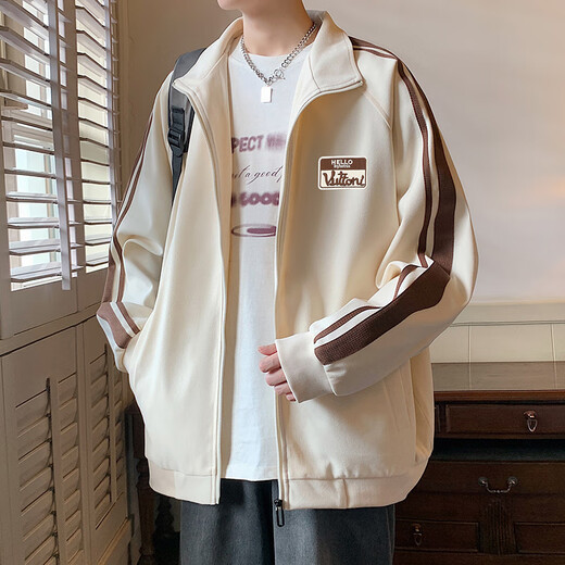 WHIM NASA2025 Spring and Autumn Jacket Men's Loose Trendy High-end Hong Kong Style Casual Jacket Sports Student Tops National Trend Black XL