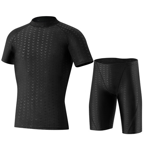 SMVP swimming trunks men's anti-embarrassment men's swimsuit hot spring swimsuit five-quarter pants swimsuit training quick-drying equipment boxer swimming trunks + swimming cap + swimming goggles + nose clip earplugs four-piece set 3XL 3XL recommended 150-170Jin Jin equals 0.5 kg