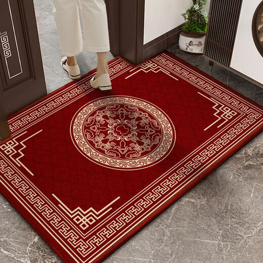 Shansui Chinese-style entrance door floor mat red door mat door carpet door mat stain-resistant anti-slip can be cut festive home Chinese pattern-Xiang 50X80cm