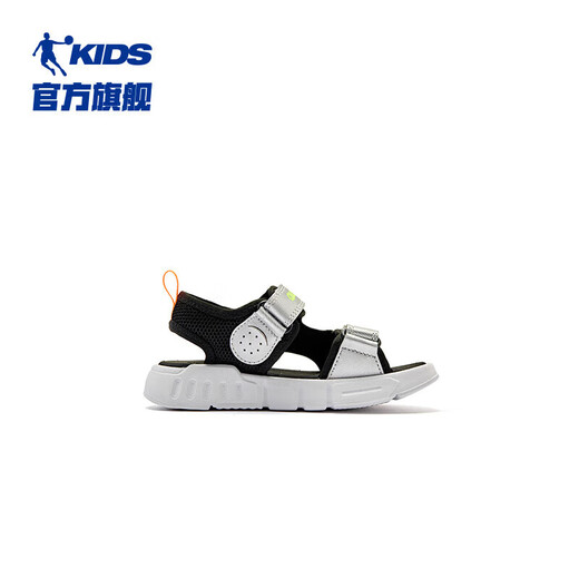 Jordan QIAODAN Children's Shoes Boys' Sandals 2024 Summer Mall Same Velcro Open-Toe Beach Sports Sandals Silver/Flying Orange 29