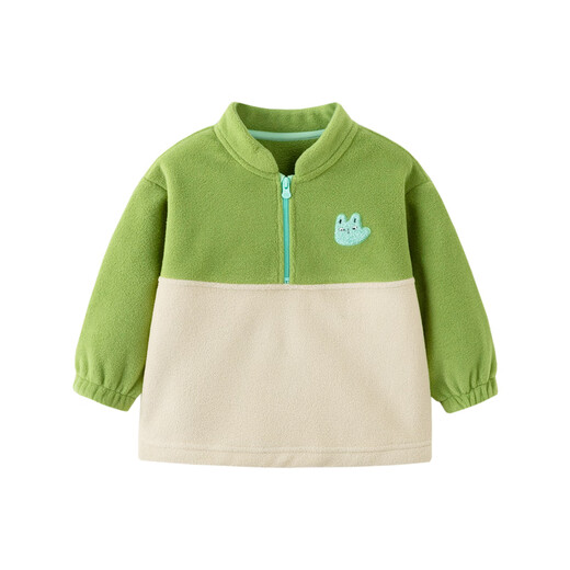 
Mini Bala [antistatic sweatshirt] new autumn products for boys and girls splicing contrasting color long-sleeved tops Olive green 40894 100