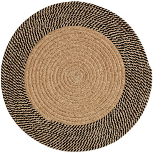 Qingbilin living room coffee table carpet bedroom cotton round carpet sofa bedside stain-resistant woven carpet washable cotton carpet diameter 90CM - jute color