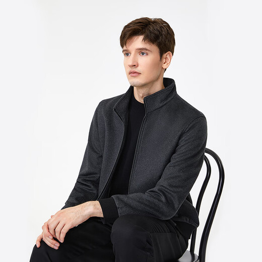 Goldlion Goldlion GY Sheep Wool Jacket Men's Autumn and Winter New Warm Stand-up Collar Fashion Woolen Jacket Gray L