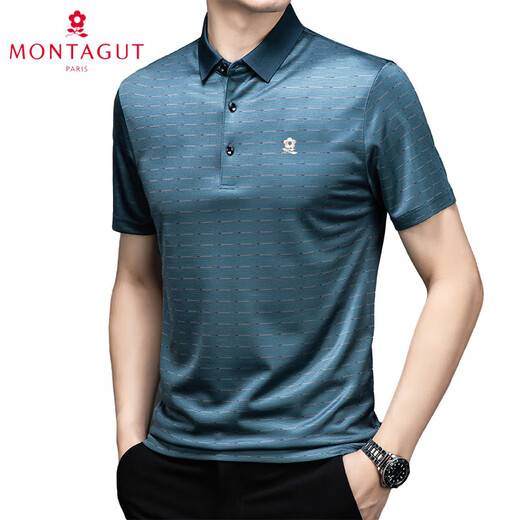 Montagut Montagut Muntagut Camiseta de manga corta Mandeo de alta gama de mediana edad Summer Negocio Bright Silk Daddy Purple M13603 S 165/84a
