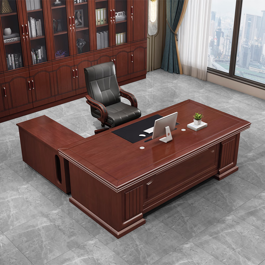 KESENGE boss desk executive desk new Chinese style executive desk executive manager desk office desk desk and chair combination single table + long auxiliary cabinet 1.8 meters