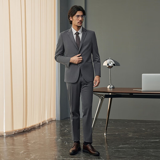 Qipai suit men's spring and summer new style wool warm suit dress far infrared heat storage 0100 medium gray 46 (170)