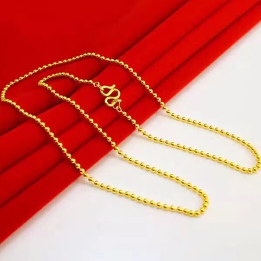 KZD Old Phoenix Gold Store model 999 gold-plated silver water wave necklace women's silver personalized ball chain clavicle chain gold-plated silver will not fall off ball chain 45 cm about 5 grams
