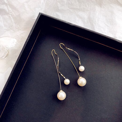 Pearl earrings, long tassel pearl earrings, light luxury earrings, earrings, niche design for women