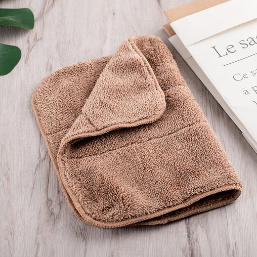 Ren Ying seven-color cleaning rags for household cleaning, absorbent water, not easy to shed lint, thickened towels, glass bamboo fiber dishcloths, 5 brown coral velvet rags