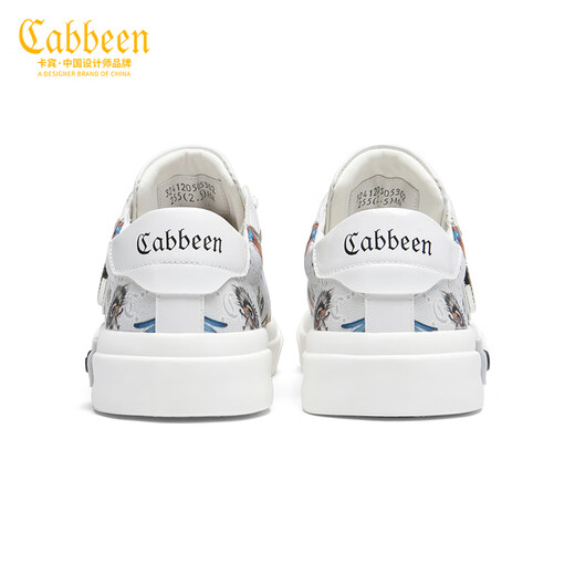 Carbin men's shoes genuine summer new breathable casual board shoes men's fashionable low-top canvas shoes men's printed shoes men's trendy shoes white 40 [=sports shoes size 41]
