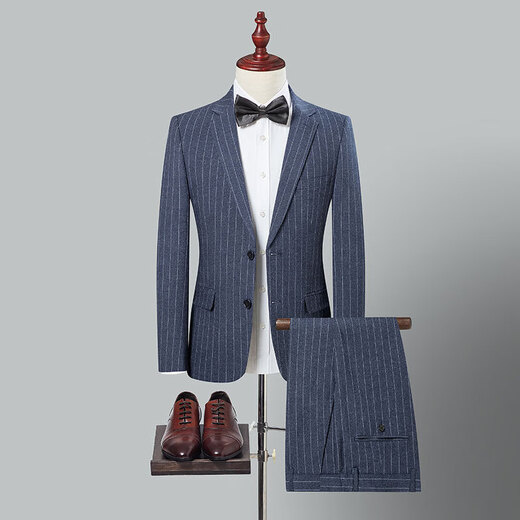 SHANSHAN light luxury brand 2025 new men's suit striped business casual slim suit suit for men blue striped XL 175