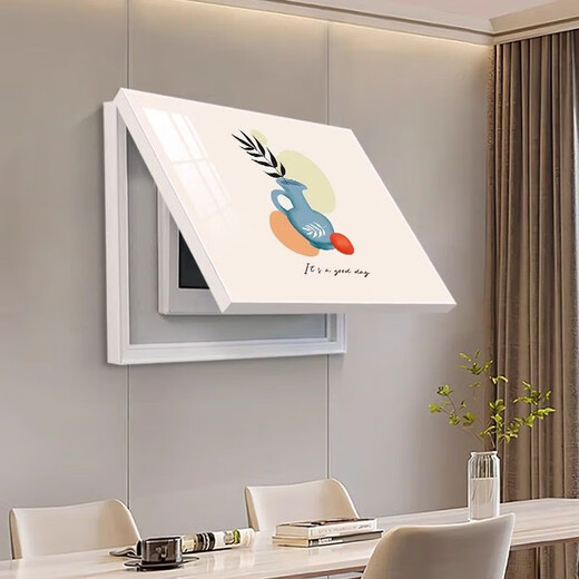 Power box cover, electric meter box, decorative painting, punch-free, dining room, living room, hanging painting, distribution box decoration, 40*30 can accommodate 32*22 flip-up black frame