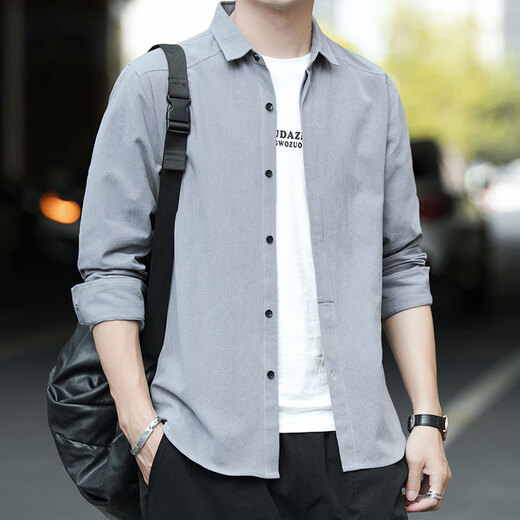 Jeanswest shirt men's long-sleeved shirt spring and autumn work clothes shirt tops young and middle-aged lapel versatile loose casual jacket A645-1916 black 3XL (155Jin[Jin equals 0.5kg]-175Jin[Jin equals 0.5kg])