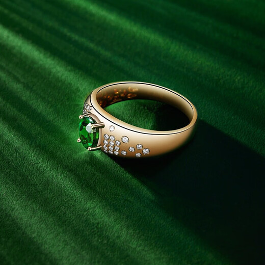 Yicai natural tsavorite ring women's 18k gold diamond ring birthday gift for girlfriend Tsavorite 1 carat/Gilder