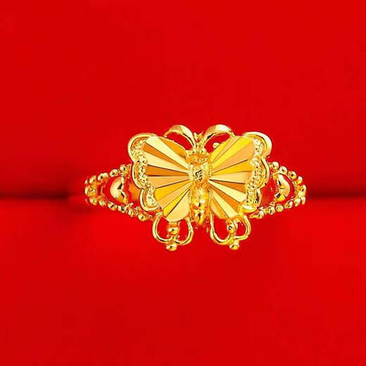 Puli Hong Kong duty-free gold ring for women, non-fading, real gold imitation 999 pure gold love ring, live mouth, adjustable gift, large flower ring, same style for men and women
