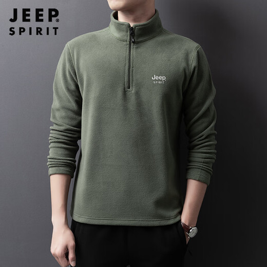 JEEP SPIRIT Jeep sweatshirt men's spring and autumn men's long-sleeved casual men's fleece jacket men's top military color XL