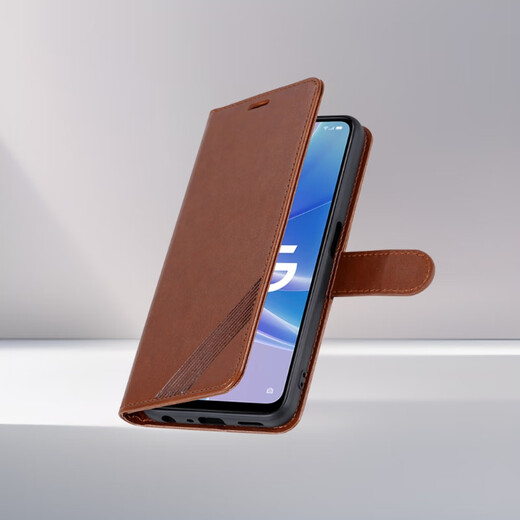 居小智适用oppoReno8手机壳翻盖皮套PGBM10钱包式可插卡外壳全包防摔软内壳带磁扣保护套 oppo reno8【棕色】