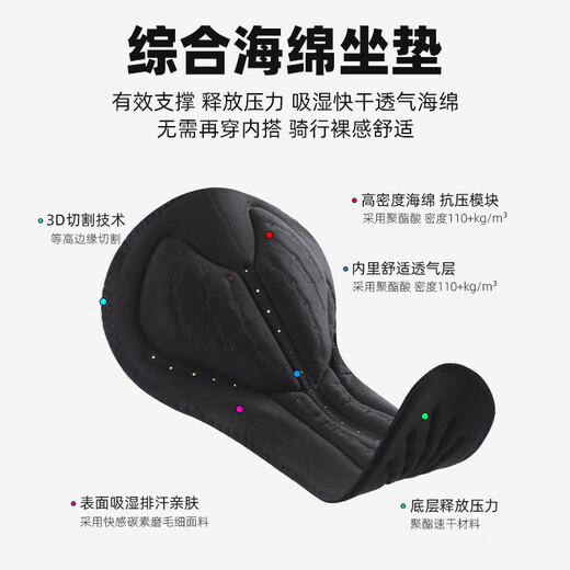 Captain Tas Summer Cycling Shorts Men's Mountain Road Bike 3D Shock Absorbing Padded Pants Women's Cycling Jersey Black L