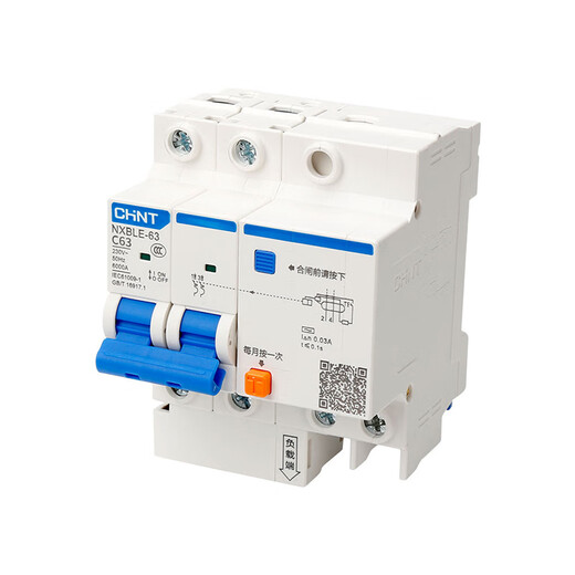 Chint (CHNT) NXBLE-63-2P-C63-30mA-6kA small leakage protection circuit breaker leakage protection air switch 2P 63A