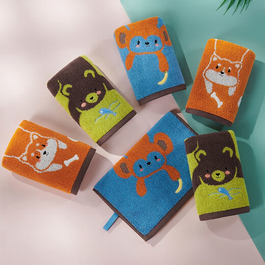 Jieyu Vosges children's absorbent cartoon cotton small towel face towel with lanyard type A yellow and green one each 50x25cm Jieyu Vosges children's absorbent cartoon cotton small towel face towel with lanyard type A yellow and green one each 50x25cm