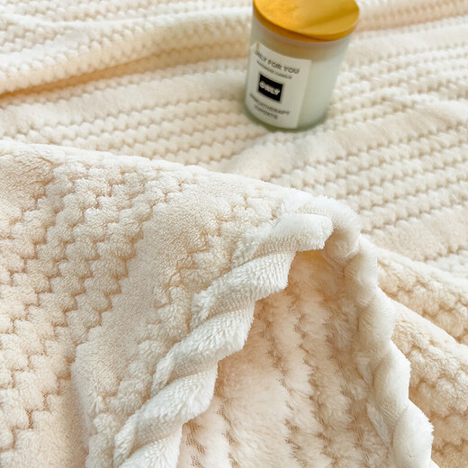 Yalu Milk Velvet Blanket Thickened Winter Office Nap Blanket Sofa Cover Blanket Air Conditioning Blanket Single Shawl Small Blanket Platinum-Cream White Category A Maternal and Infant Grade Double-sided Warm Velvet Thickened Warmth 120x200cm Sofa Blanket/shawl Blanket-can be spread or covered