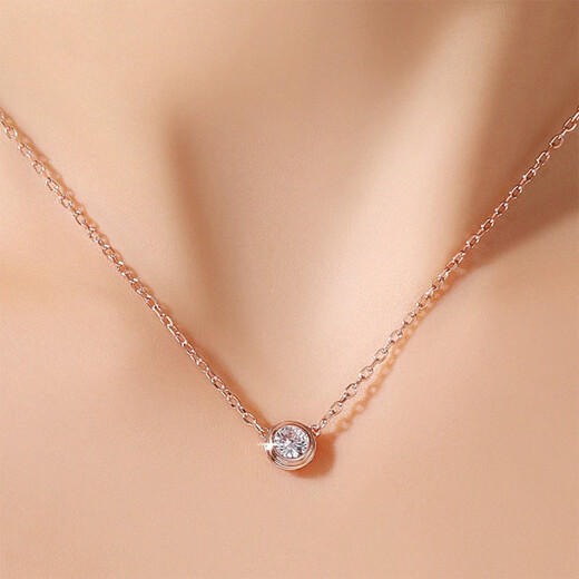 QUAMER Korean light luxury one diamond necklace women's bubble diamond plated 18k gold single diamond titanium steel rose rose gold