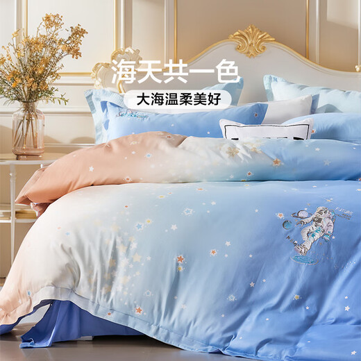 Fuana children's pure cotton three-piece set, baby type A 60-count long-staple cotton bed sheet set, baby bedding 1.2 meters bed