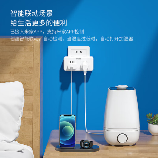Gosund Xiaoku one-to-two socket, one-to-multi smart plug, connected to Mijia APP remote control, power-off memory, supports voice control CP2-AM