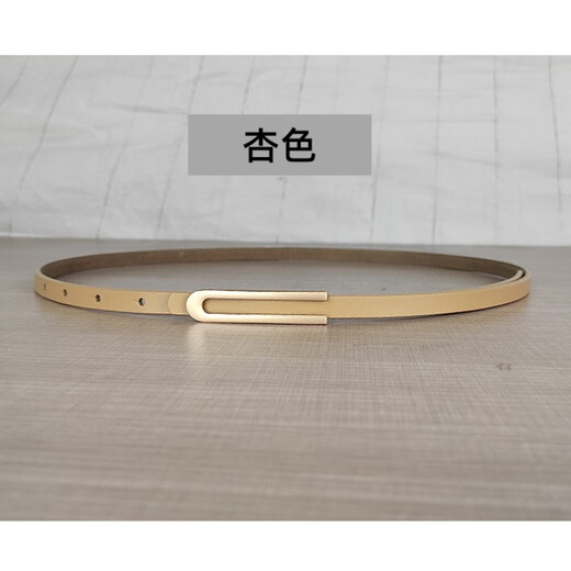 Melece【牛皮】新款细真皮女腰带简约百搭优雅牛皮皮带配连衣裙裙子女款 11155-杏色 105cm