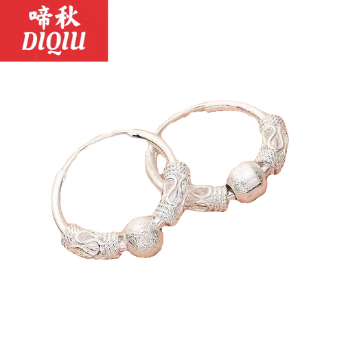 Tiaoqiu s999 sterling silver stud earrings for women 2025 new ear nourishing rings, temperament, high-end, simple, suitable for big faces, slimming temperament, lucky earrings, 2 special packages