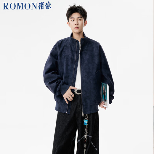 Luo Meng matte leather jacket men's spring and autumn short couple flying pu leather jacket stand collar baseball uniform black 2XL