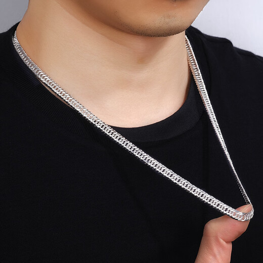 Jin Duoxi platinum necklace men's pt950 solid flat chain Japanese Kihei chain boutique platinum chain platinum Cuban chain about 58cm wide about 3mm weight about 20.17 grams