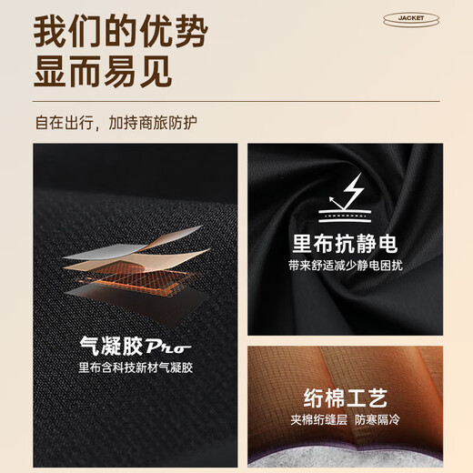 Septwolves jacket men's autumn and winter short lapel quilted cotton warm nylon jacquard comfortable and skin-friendly commuting versatile men's clothing