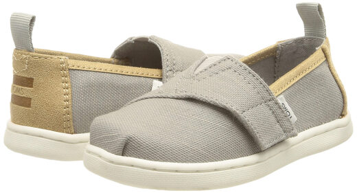 TOMS children's canvas shoes, unisex for 8-12 years old, comfortable round toe, elastic upper, gray 4 Big Kid