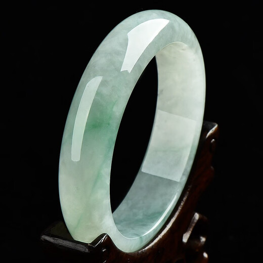 Private Ice Type Floating Green Jadeite Bracelet Light Green Young Burmese Jade (Processed) Jade Bracelet Floating Flower Bracelet Gift No. 56-57