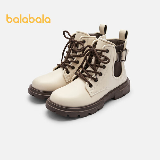 Balabala children's shoes, girls' boots, retro Martin boots, autumn and winter leather boots, trendy