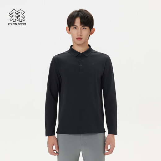 KOLON SPORT/Kolon outdoor casual clothing men's textured brushed business POLO inner long-sleeved T-shirt LHPT5WT867-BK black L 175/96A