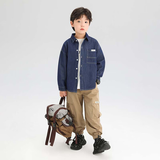 Zuoxi Boys' Shirt Children's Padded Denim Jacket Light Warm Autumn and Winter Cotton Clothes 2025 New Winter Tops for Boys Dark Denim Color Spring and Autumn Style Not Easily Deformed Wear-Resistant 170 Recommended Height Around 170cm