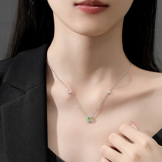Muye natural colored gem 925 silver natural colored gemstone peridot necklace peridot necklace original design peridot necklace