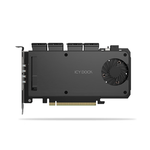 ICY DOCK艾西达克 4盘位M.2 NVMe SSD硬盘盒PCIe5.0转接卡PCIe4.0硬盘抽取盒免工具安装可抽取MB204MP-B/1B MB204MP-1B(PCIe4.0版)