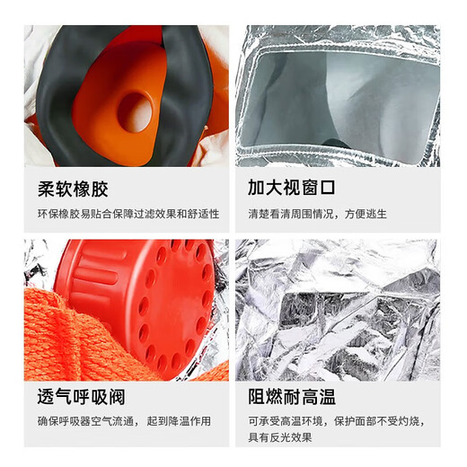Lanfu fire escape mask national silicone standard 3C certified filtering fire self-rescue respirator smoke-proof rubber mask 3C certified silicone fire mask-20 pieces