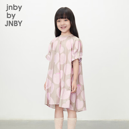 Jnby by JNBY Jiangnan Buyi Kinderbekleidung Baumwolle bedrucktes Kurzarmkleid lässig und bequem Sommer Mädchen und Kinder 1O4G13940 690/Sonstiges Puder 100 cm