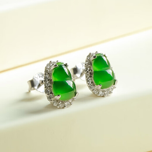 Heart Ginseng Jade Guaranteed Price 11.11 S925 Silver Inlaid Jade Gourd Earrings Women's Silver Inlaid Jade Earrings