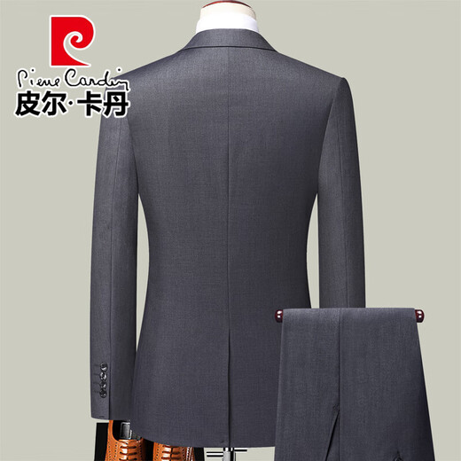 Pierre Cardin high-end customized suit suit men's formal work wear professional wear men's wedding groom groomsmen dress suit men navy blue two buttons (top + pants) XL 180
