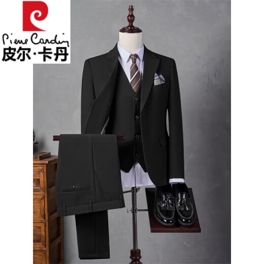 Pierre Cardin light luxury high-end no-iron suit suit men's jacket business casual formal groomsmen suit groom wedding suit men 93619 apricot suit + shirt + trousers / three-piece suit M 105-115Jin Jin equals 0.5 kg