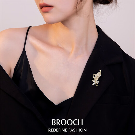 Qlady feather brooch high-end men and women 2025 new exquisite anti-exposure pin suit accessories birthday gift