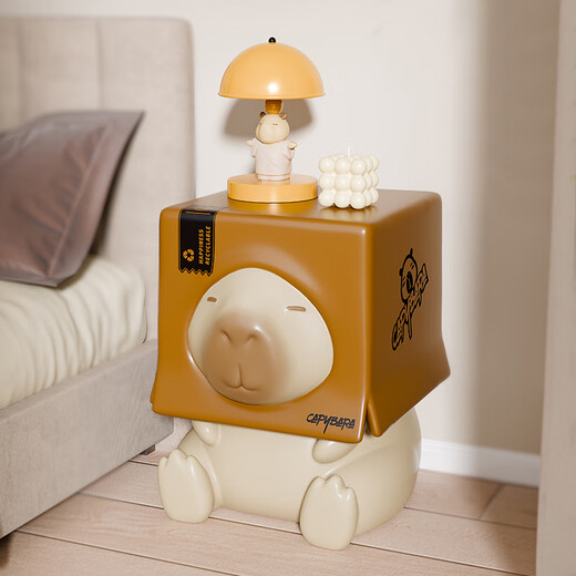 BHM Cute Capibala Porch Shoe Changing Stool Living Room Ornaments Bedside Table Small Coffee Table Housewarming Gift Brown Total Height 30cm Can Be Used as a Coffee Table