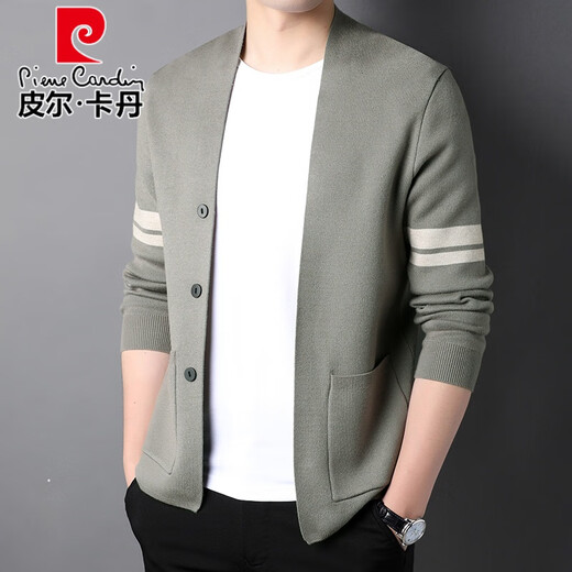 Pierre Cardin Early Autumn Wool Knitted Cardigan Men's Autumn 2024 New Trendy Youth Outerwear Sweater Men's Casual Jacket Trend Black *Best Quality 2XL